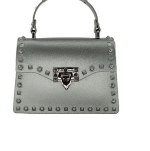 Gunmetal stud hand bag